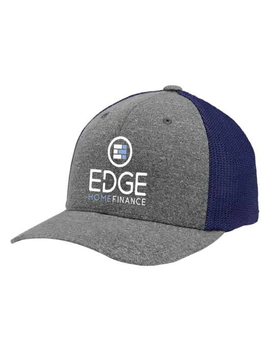 Flexfit Navy/Medium Grey Heather Melange Mesh Back Trucker Cap w/Edge Home Finance Logo