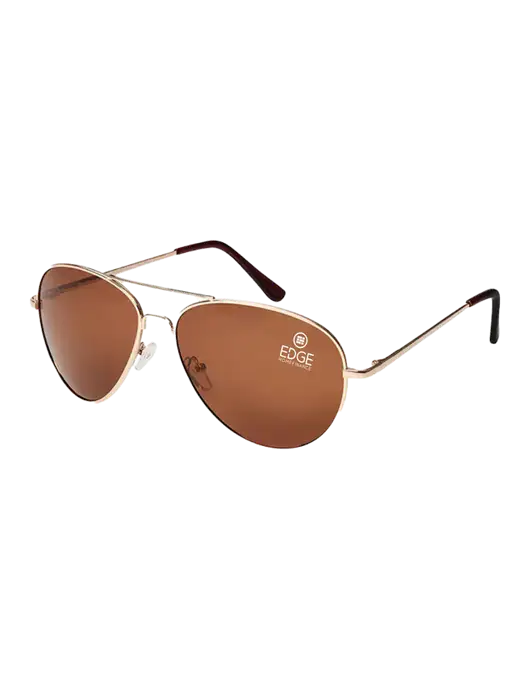 Aviator Coffee Brown with Gold Sunglasses  w/Edge Home Finance Logo