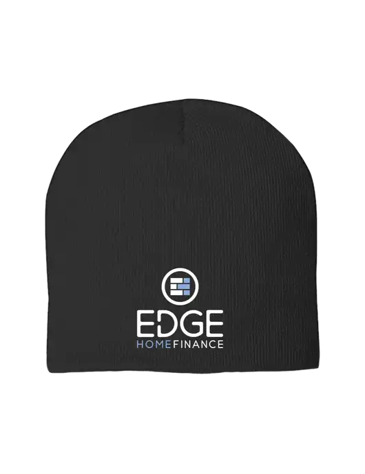 Solid Black Element Knit Beanie w/Edge Home Finance Logo