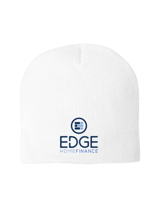 Solid White Element Knit Beanie w/Edge Home Finance Logo