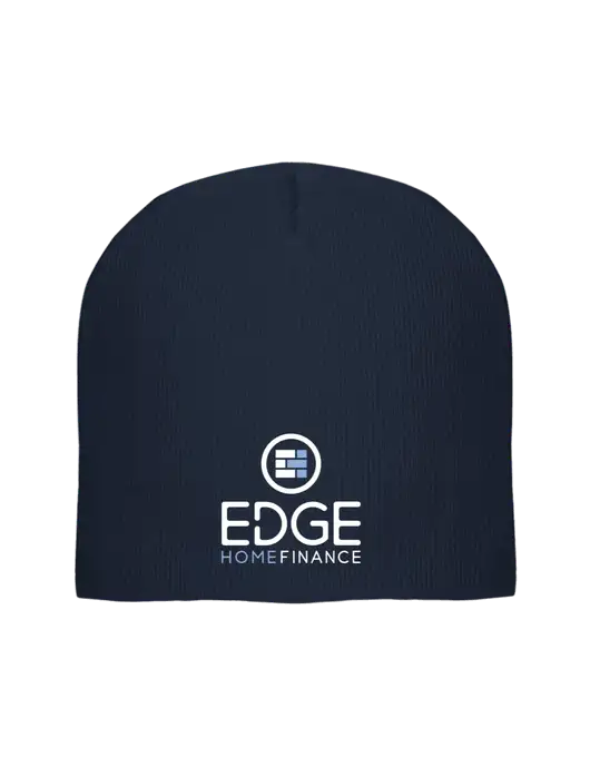 Solid Navy Element Knit Beanie w/Edge Home Finance Logo
