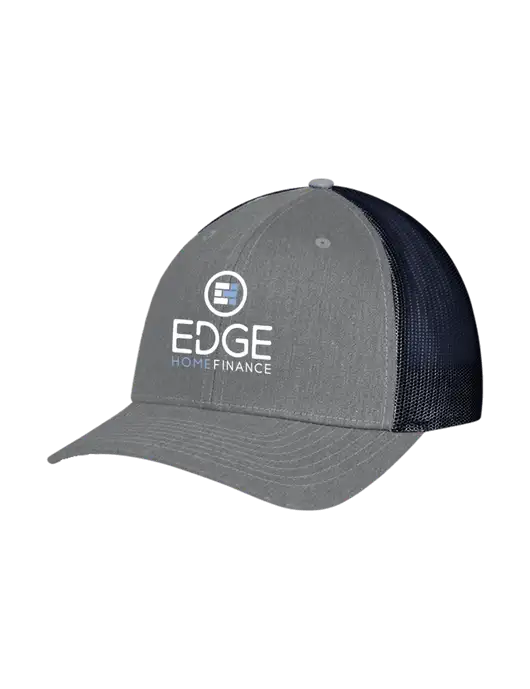 Richardson Adjustable Snapback Original 112 Trucker Cap Heather Grey w/Navy Mesh w/Edge Home Finance Logo