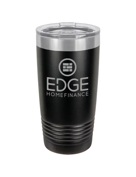 Polar Camel 20 oz Powder Coated Black Vacuum Insulated Tumbler w/Edge Home Finance Logo, Text