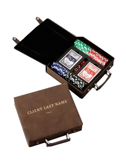 Rustic Leatherette 100 Chip Poker Set w/Text